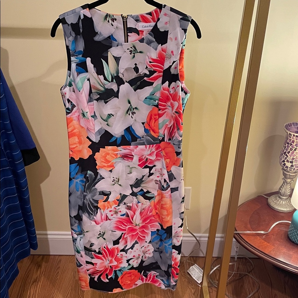 Calvin Klein Black Floral Midi Dress